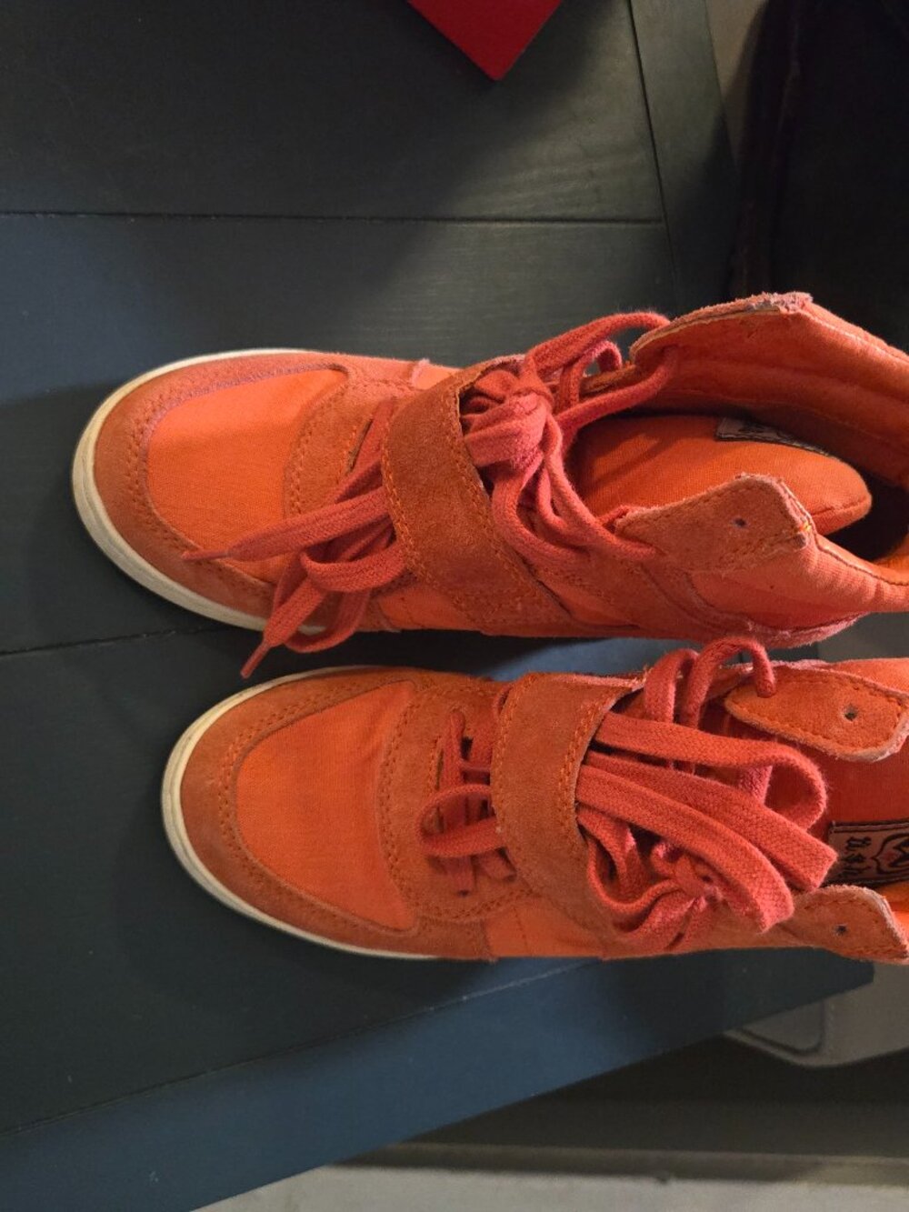 Ash Women Orange Wedge Suede Sneakers Size 36